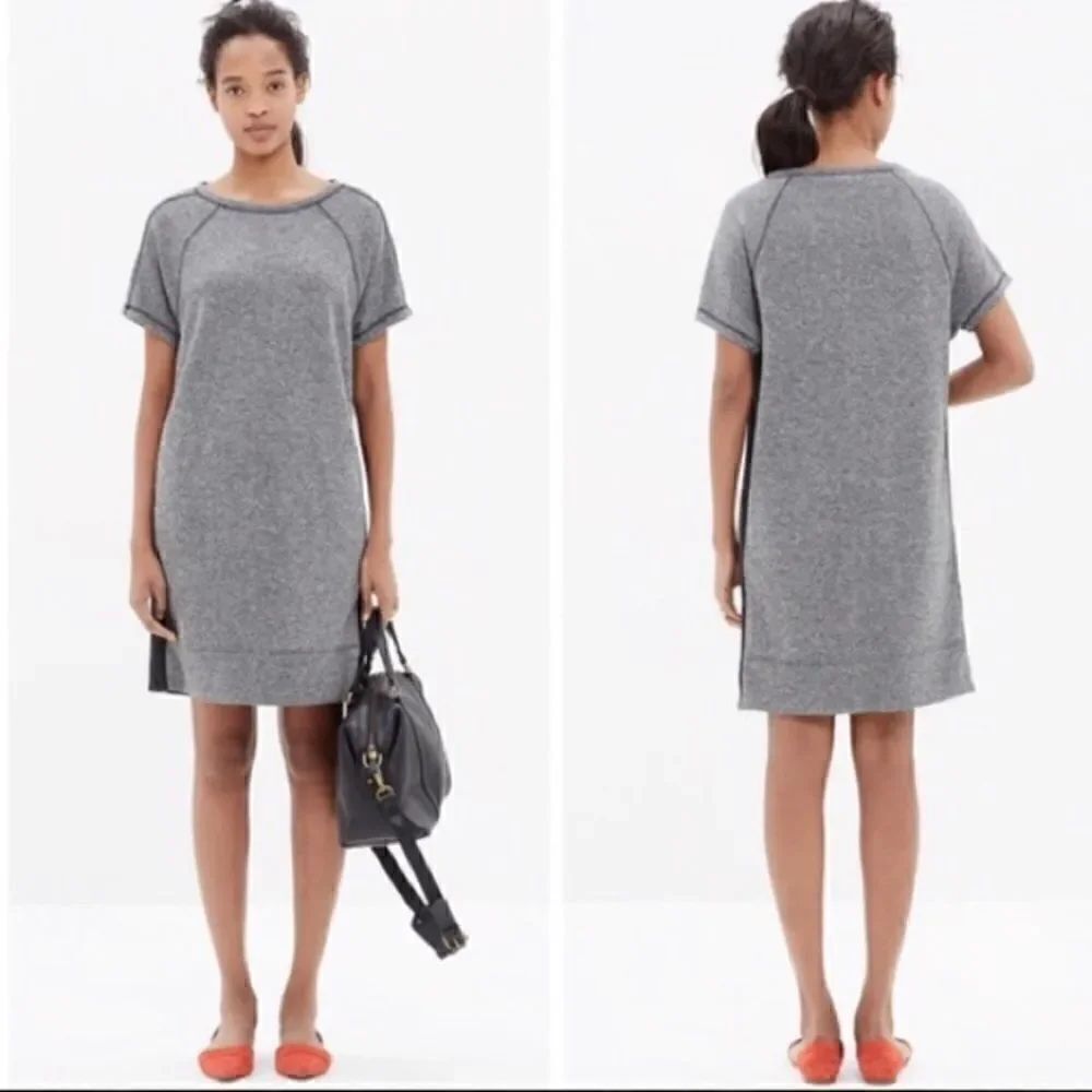 Madewell Grey Marled Knit Short Sleeve Shift Dress Size Medium
